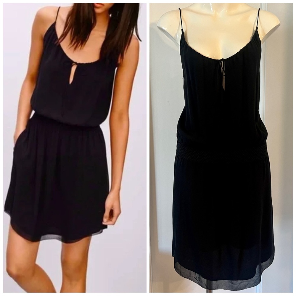Babaton 100% Silk Elegant Black Spaghetti Strap Dress Size XS (fits big)